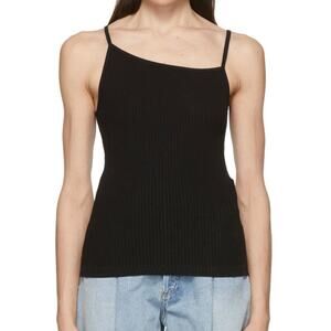 AGOLDE Black Priya Tank Top Asymmetric Square Neck Ribbed Knit Stretch Small